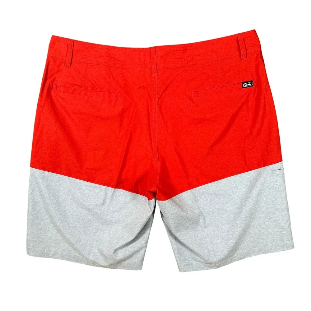 NWT Pelagic Deep Sea US Angler Fishing Shorts Red Grey Water Activated Mens 40